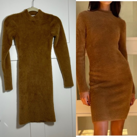 Babaton Dresses & Skirts - Aritzia Babaton medium fuzzy sweater dress, very warm and sexy!